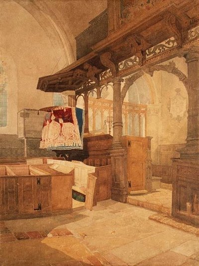 Interno della chiesa di Trentham, Staffordshire, c.1808 da John Sell Cotman
