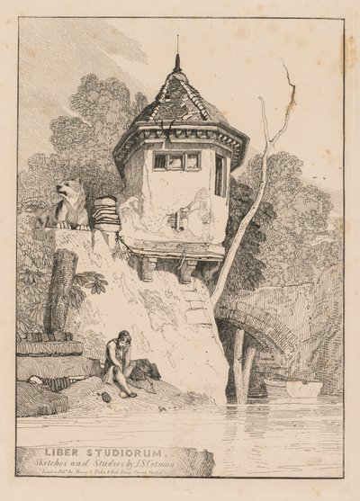 Liber Studiorum; Frontespizio, Vista di una Casa Giardino sulle Rive del Fiume Yare da John Sell Cotman