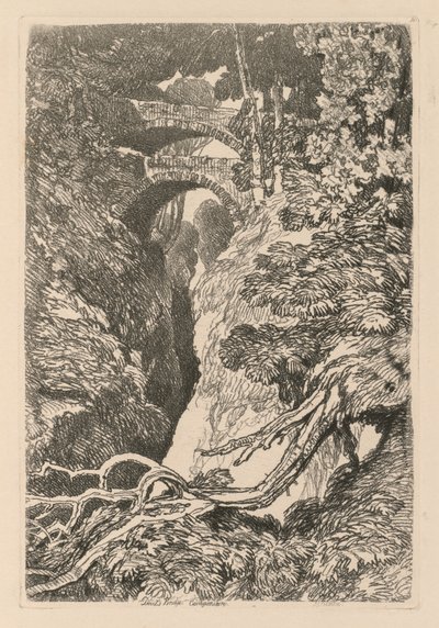 Liber Studiorum: Tavola 10, Il ponte del diavolo, Cardinganshire, 1838 da John Sell Cotman