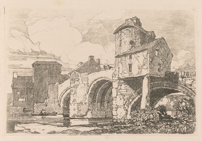 Liber Studiorum: Tavola 26, Monnow Bridge, Monmouthshire, 1838 da John Sell Cotman