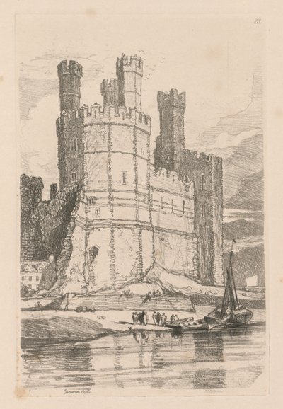 Liber Studiorum: Tavola 28, Castello di Caernarvon, Galles del Nord, 1838 da John Sell Cotman