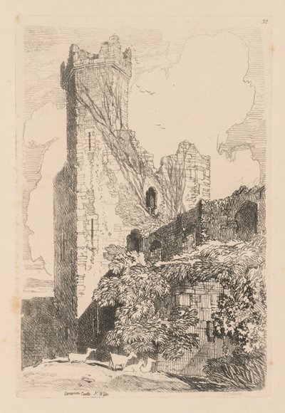 Liber Studiorum: Tavola 32, Castello di Caernarvon, Galles del Nord, 1838 da John Sell Cotman