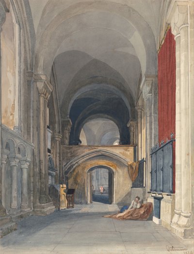 Cattedrale di Norwich: Interno della navata nord del coro, sguardo verso est da John Sell Cotman