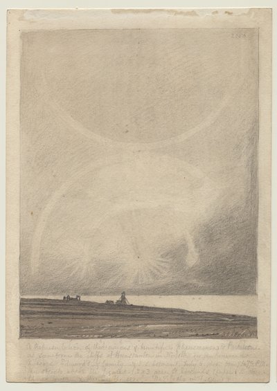 Verso: Un effetto di parelio visto dal faro di Hunstanton il 6 luglio 1816 da John Sell Cotman