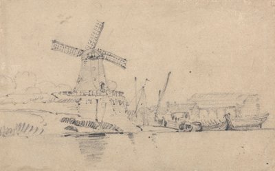 Fiume e mulino a vento da John Sell Cotman