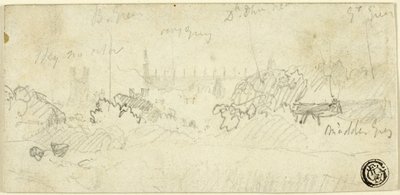 Schizzo di paesaggio con cattedrale da John Sell Cotman
