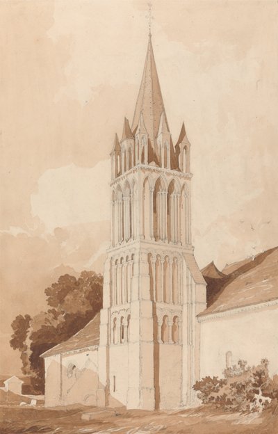 Vista da sud-est della chiesa di Ifs, vicino a Caen, in Normandia da John Sell Cotman