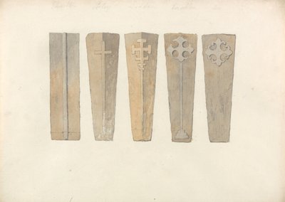 Studi di cinque coperchi di bara provenienti da chiese del Norfolk da John Sell Cotman