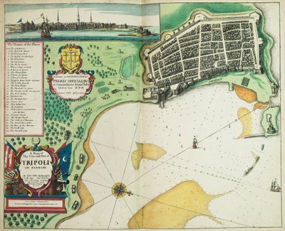 Mappa della città e del porto di Tripoli in Barberia da John Seller