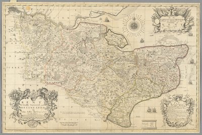 Kent, effettivamente rilevato e delineato da John Seller, c.1680 (incisione) da John Seller