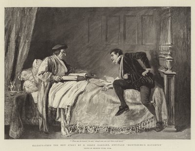 Illustrazione della nuova storia di H. Rider Haggard, intitolata La figlia di Montezuma da John Seymour Lucas