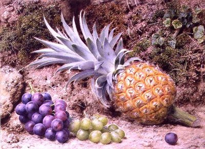 Un ananas e grappoli d