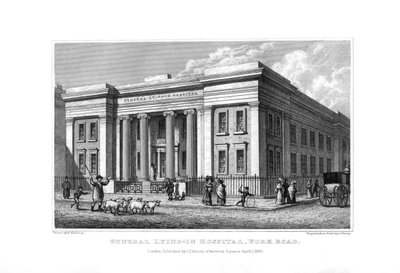 Ospedale Generale di Maternità, York Road, Lambeth, Londra, 1830 da John Shury