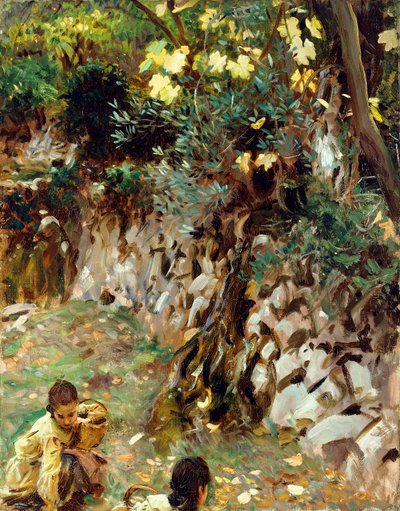 Ragazze che raccolgono fiori, Valdemosa, Maiorca da John Singer Sargent