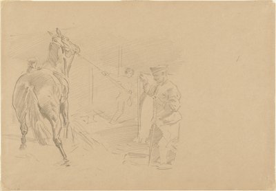 Uomo che tira un cavallo in una stalla, 1918 da John Singer Sargent