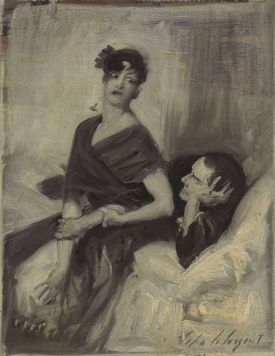 Uomo e donna su un letto, c.1880-1882 da John Singer Sargent