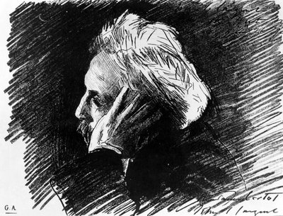 Ritratto di Gabriel Fauré (1845 - 1924), compositore francese. Carboncino del suo amico John Singer Sargent (1898) da John Singer Sargent