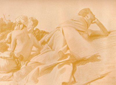Figure reclinate Davide nel campo di Saul da John Singer Sargent