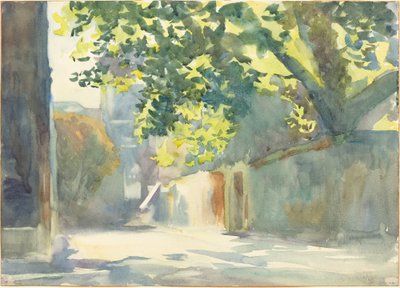 Muro illuminato dal sole sotto un albero, c. 1913 da John Singer Sargent
