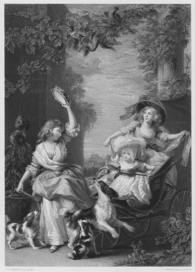 Le principesse reali, figlie di Giorgio III, dal quadro nella Collezione Reale da John Singleton (after) Copley