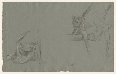 Studio di drappeggio; Due figure che tirano un palo da John Singleton Copley