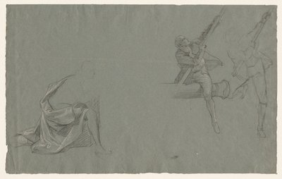Studio di drappeggio, due figure che tirano un palo, 1785-86 da John Singleton Copley
