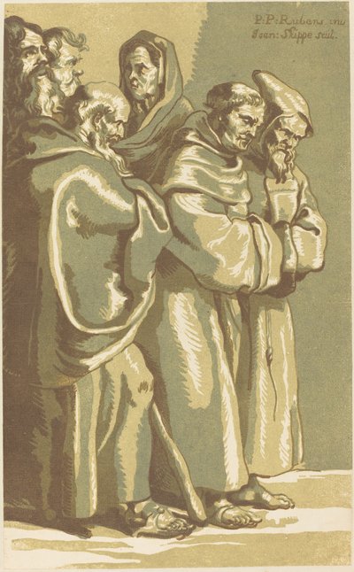 Un gruppo di monaci e una donna da John Skippe after Sir Peter Paul Rubens