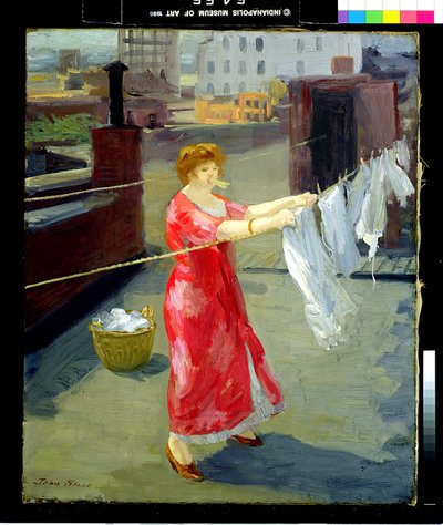 Kimono rosso sul tetto da John French Sloan