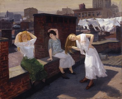 Domenica, donne che asciugano i capelli da John French Sloan