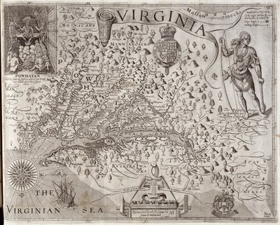 Mappa della Virginia, scoperta e descritta dal capitano John Smith, incisa da William Hole, pubblicata nel 1612 da John Smith 2
