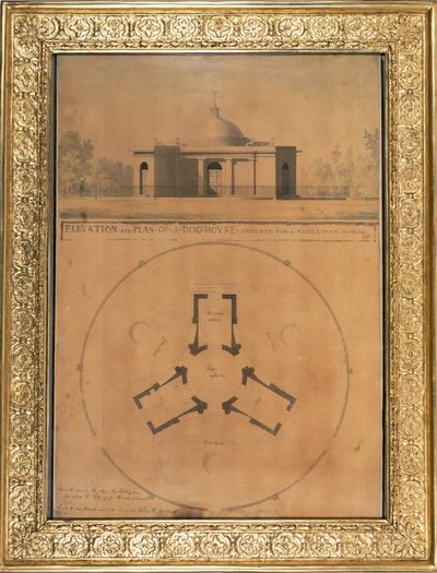Elevazione e pianta di una cuccia per cani, 1779 da John Soane