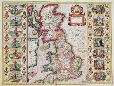 La Gran Bretagna come era divisa al tempo dei Sassoni inglesi, specialmente durante la loro Eptarchia da John Speed
