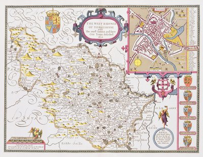 Il West Ridinge dello Yorkshire, inciso da Jodocus Hondius (1563-1612) dal 