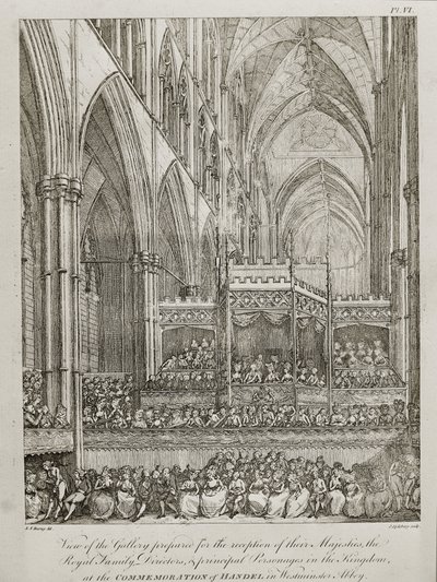 Concerto per commemorare il 25° anniversario della morte di George Frederick Handel (1685-1759) - Vista della Galleria preparata per la ricezione delle loro Maestà la Famiglia Reale da John Spilsbury