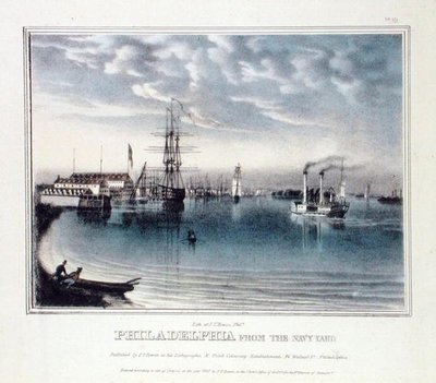 Filadelfia dal cantiere navale, c.1840 da John T. Bowen