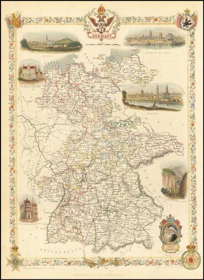 Mappa della Germania del 1851 da John Tallis