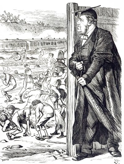 Una vignetta che raffigura William Vernon Harcourt (1827-1904) che quando era Segretario di Stato per gli Affari Interni raccomandò l