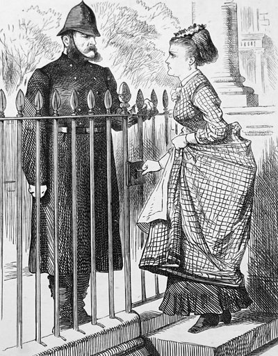 Un poliziotto che parla con una giovane donna da John Tenniel