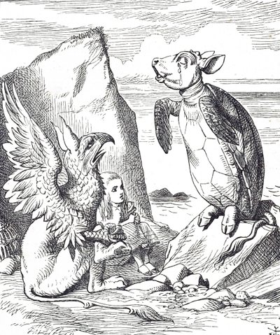 Alice, Finta Tartaruga e il Grifone da Le avventure di Alice nel Paese delle Meraviglie da John Tenniel