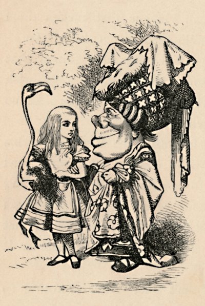 Alice che porta la cicogna e parla con la Duchessa, 1889 da John Tenniel