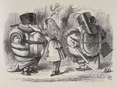 Alice veste Tweedledee e Tweedledum da John Tenniel