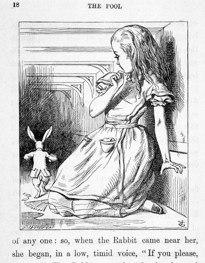 Alice e il coniglio - in "Le avventure di Alice nel Paese delle Meraviglie e attraverso lo specchio" di Lewis Carroll, ill. John Tenniel (1820-1914) da John Tenniel