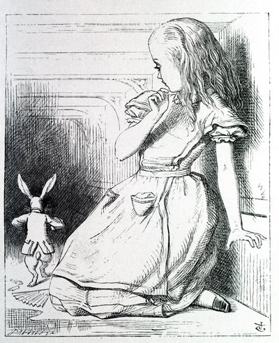Alice e il coniglio - in ""Le avventure di Alice nel Paese delle Meraviglie e attraverso lo specchio"" di Lewis Carroll, ill. John Tenniel da John Tenniel