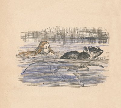 Alice che nuota con un topo in una pozza, 1889 da John Tenniel