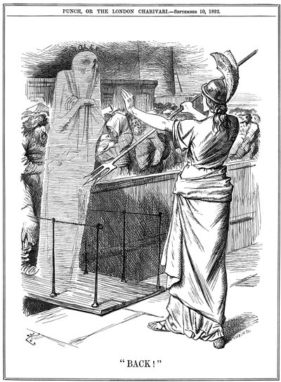 Britannia che trattiene il colera nei porti britannici da John Tenniel