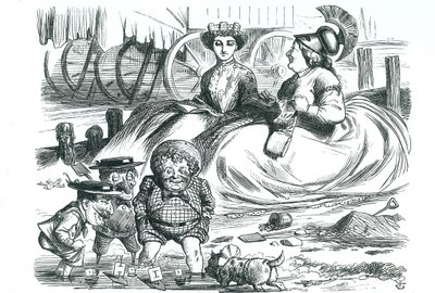 Francia e Gran Bretagna che osservano i bambini (John Bull, Mr Punch e Napoleone III). Quest