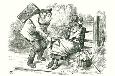 La Germania ruba alla Gran Bretagna la posizione di leader mondiale nel commercio e nella manifattura. Vignetta di John Tenniel da Punch, 5 settembre 1896 da John Tenniel