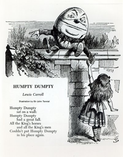 Humpty Dumpty, illustrazione per la filastrocca di Lewis Carroll da John Tenniel