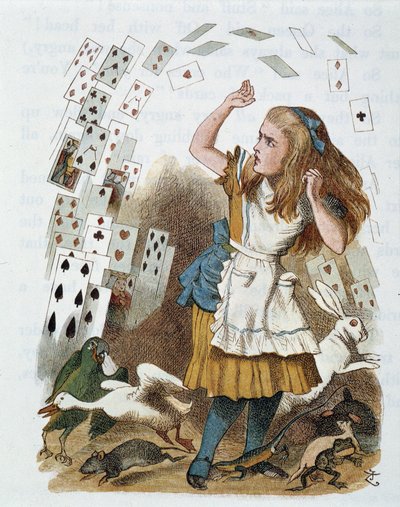 Carte da gioco - in "The nursery Alice in Wonderland" di Lewis Carroll, illustrazione di John Tenniel (1820-1914) da John Tenniel