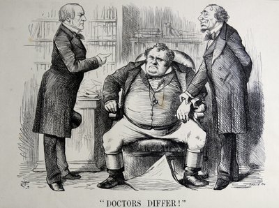 Satira politica raffigurante William Ewart Gladstone, Benjamin Disraeli e John Bull da John Tenniel